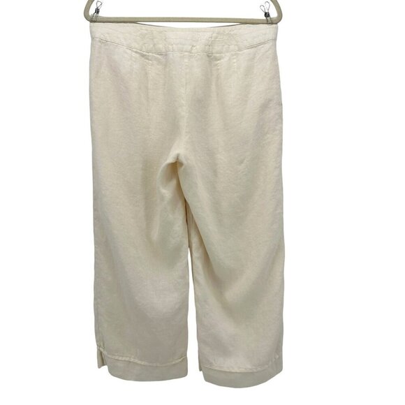 J. Jill Linen Ivory Lined Crop  Wide Leg Pants Womens 8 - Picture 4 of 9